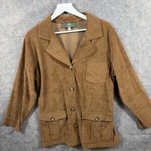 VTG Orvis Mens Leather Suede 4 Button‎ Down Coat Size Large VGC